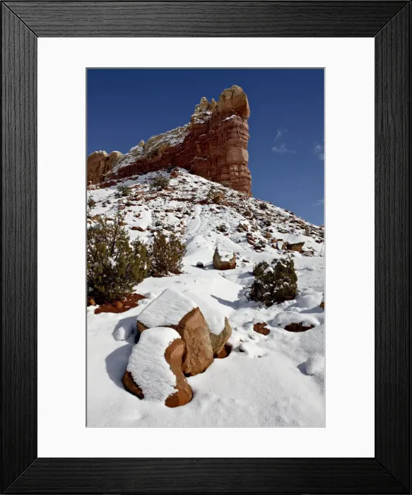 Framed Print : Fresh snow on red rock formations, Carson National Forest, New Mexico, United States of America Framed Print : Fresh snow on red rock formations, Carson National Forest, New Mexico, United States of America