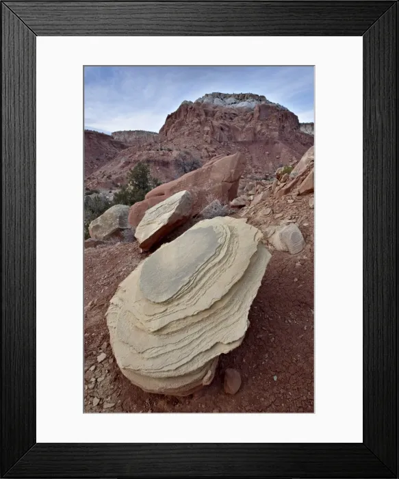 Framed Print : Tan sandstone boulder among red rocks, Carson National Forest, New Mexico Framed Print : Tan sandstone boulder among red rocks, Carson National Forest, New Mexico