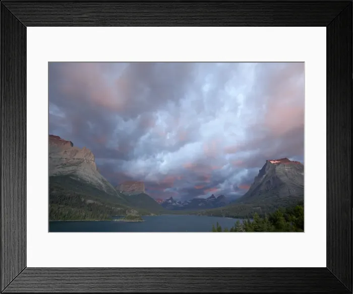 Framed Print : Coulds at dawn, St. Mary Lake, Glacier National Park, Montana, United States of America