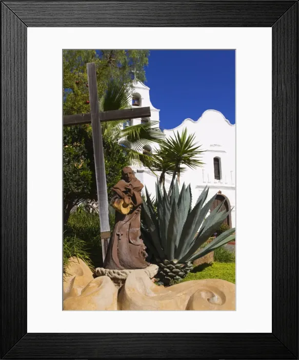 Framed Print : Father Junipero Serra statue, Mission Basilica San Diego de Alcala, San Diego Framed Print : Father Junipero Serra statue, Mission Basilica San Diego de Alcala, San Diego