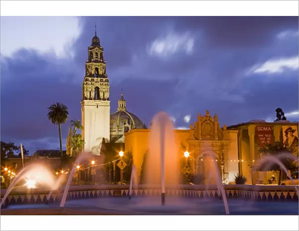 Fountain and Museum of Man in Balboa Park, San Diego, California, United States of America