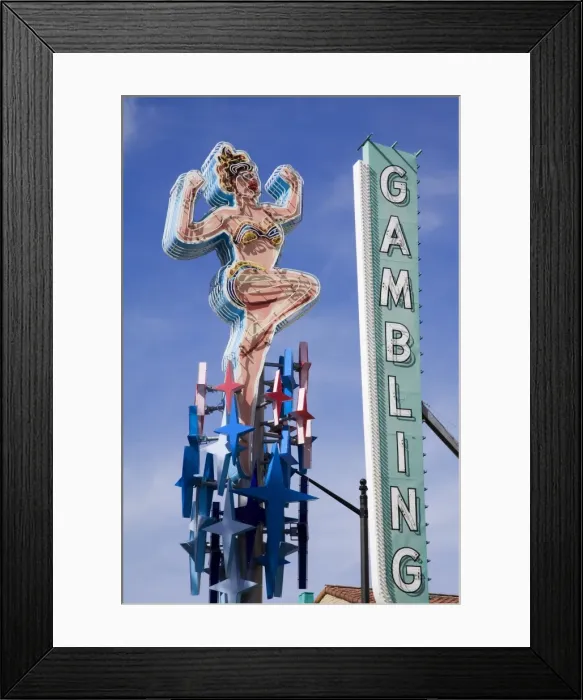Framed Print : Historic Lucky Lady neon sign on Fremont Street, , Las Vegas, Nevada, United States of America Framed Print : Historic Lucky Lady neon sign on Fremont Street, , Las Vegas, Nevada, United States of America