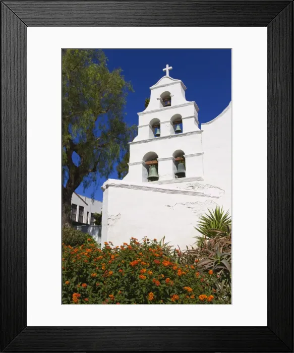 Framed Print : Bell tower at Mission Basilica San Diego de Alcala, San Diego, California Framed Print : Bell tower at Mission Basilica San Diego de Alcala, San Diego, California