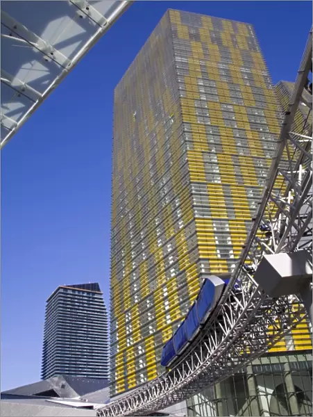 Monorail and Veer Towers at CityCenter, Las Vegas, Nevada, United States of America
