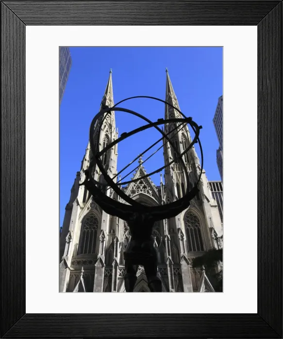 Framed Print : Statue of Atlas, Rockefeller Center, St. Patricks Cathedral, Manhattan