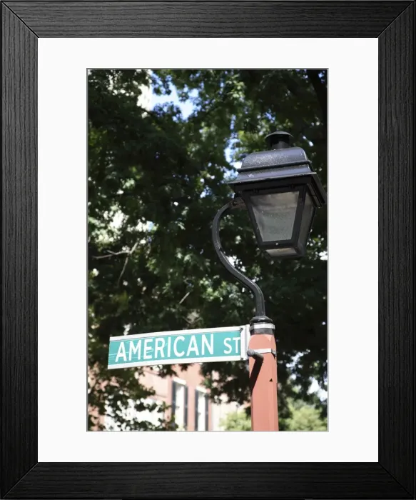 Framed Print : Sign for American Street in Philadelphia, Pennsylvania, United States of America Framed Print : Sign for American Street in Philadelphia, Pennsylvania, United States of America
