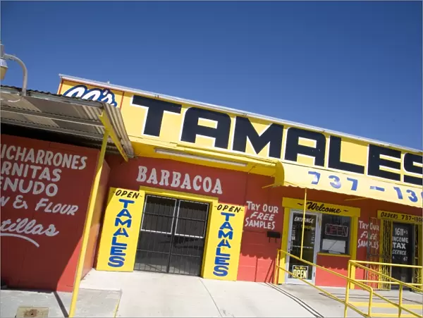 Tamales sign on restaurant in San Antonio, Texas, United States of America, North America