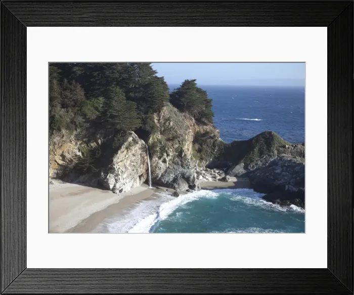 Framed Print : Waterfall and beach at Julia Pfeiffer Burns State Park, near Big Sur, California Framed Print : Waterfall and beach at Julia Pfeiffer Burns State Park, near Big Sur, California