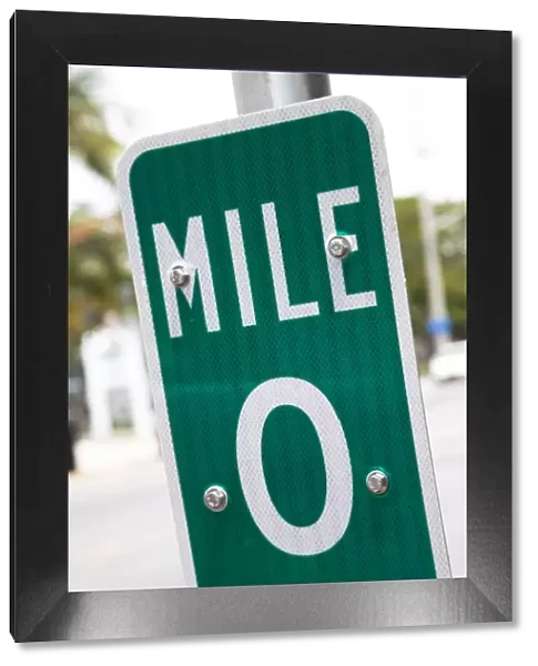 Signpost for mile 0, the beginning of US1 highway, Key West, Florida, United States of America
