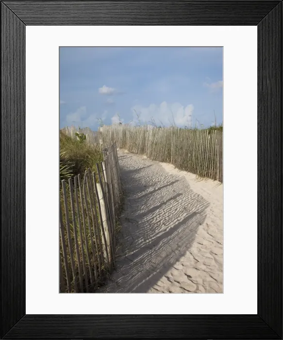 Framed Print : Sand held in place by fence on South Beach in Miami Beach, Florida, United States of America Framed Print : Sand held in place by fence on South Beach in Miami Beach, Florida, United States of America