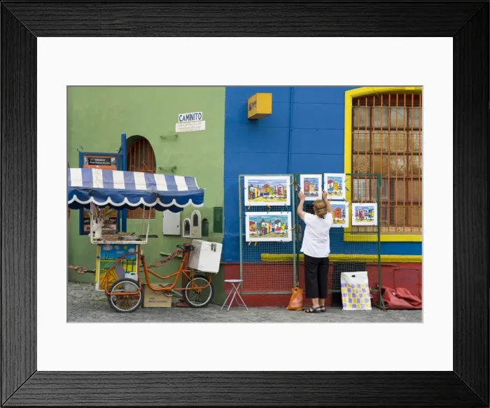 Framed Print : Vendor on El Caminito Street in La Boca District of Buenos Aires City, Argentina Framed Print : Vendor on El Caminito Street in La Boca District of Buenos Aires City, Argentina