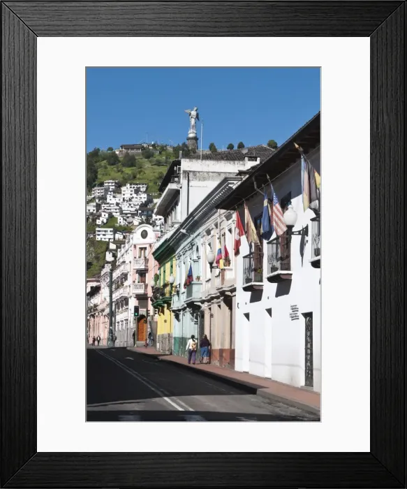 Framed Print : Historic Center with the Virgin of Quito Monument on hill, Quito, Ecuador, South America Framed Print : Historic Center with the Virgin of Quito Monument on hill, Quito, Ecuador, South America
