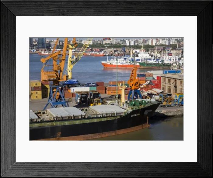 Framed Print : Ship docked in the Commercial Port of Montevideo, Uruguay, South America Framed Print : Ship docked in the Commercial Port of Montevideo, Uruguay, South America