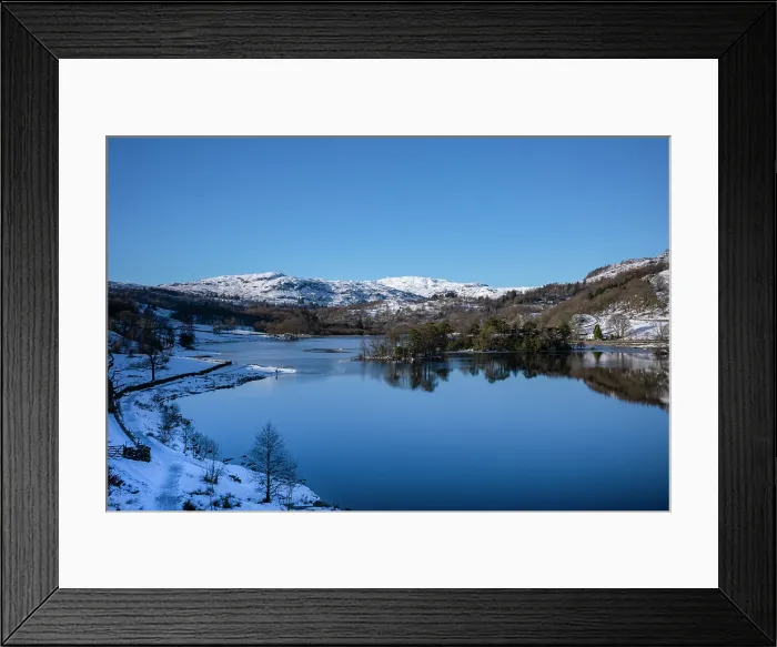 Framed Print : Winter snow at Rydal Water in the Lake District National Park, United Kingdom Framed Print : Winter snow at Rydal Water in the Lake District National Park, United Kingdom