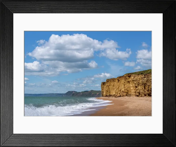 Framed Print : High cliffs and beach on the Dorset Jurassic Coast, UNESCO, United Kingdom Framed Print : High cliffs and beach on the Dorset Jurassic Coast, UNESCO, United Kingdom