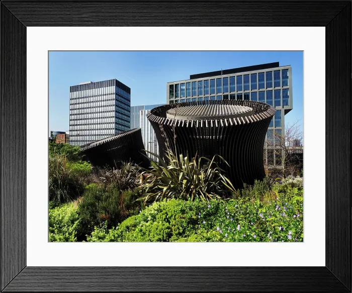 Framed Print : Modern Sculptures in Angel Square, Manchester, United Kingdom Framed Print : Modern Sculptures in Angel Square, Manchester, United Kingdom