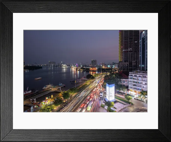 Framed Print : View of traffic at twilight, Dong Khoi, Saigon, Ho Chi Minh City, Vietnam Framed Print : View of traffic at twilight, Dong Khoi, Saigon, Ho Chi Minh City, Vietnam