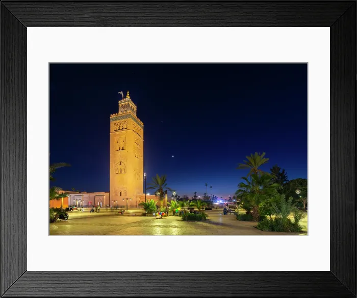 Framed Print : Koutoubia Mosque (Kutubiyya Mosque) and minaret at dusk, UNESCO, Marrakesh, Morocco Framed Print : Koutoubia Mosque (Kutubiyya Mosque) and minaret at dusk, UNESCO, Marrakesh, Morocco