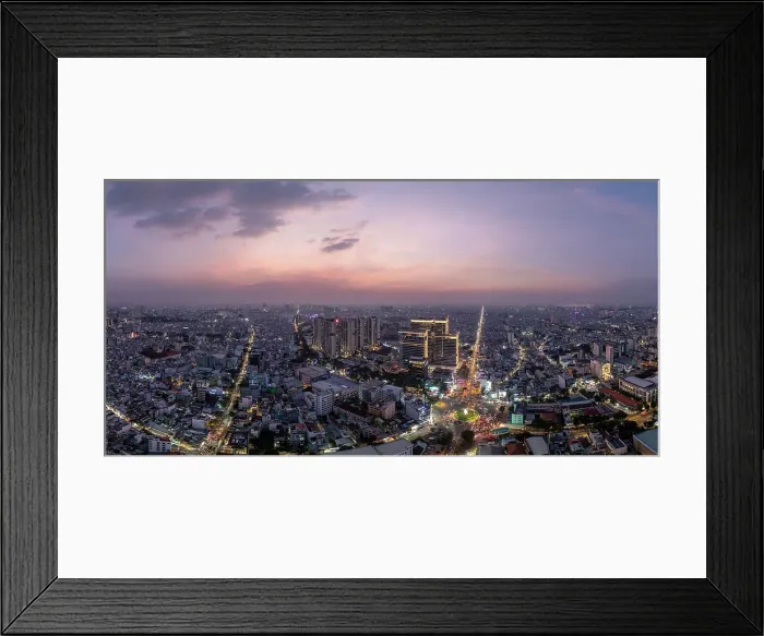 Framed Print : Aerial view of Saigon at dusk, Ho Chi Minh City, Vietnam Framed Print : Aerial view of Saigon at dusk, Ho Chi Minh City, Vietnam
