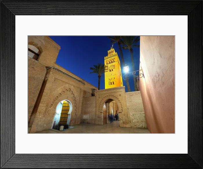 Framed Print : Koutoubia Mosque (Kutubiyya Mosque) and minaret at dusk, UNESCO, Marrakesh, Morocco Framed Print : Koutoubia Mosque (Kutubiyya Mosque) and minaret at dusk, UNESCO, Marrakesh, Morocco