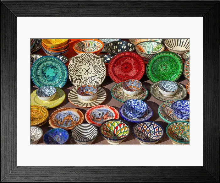 Framed Print : Dishes at gift store, Medina, Marrakesh, (Marrakech), Morocco Framed Print : Dishes at gift store, Medina, Marrakesh, (Marrakech), Morocco