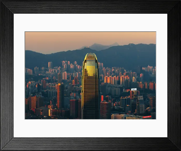 Framed Print : Elevated view of Hong Kong cityscape viewed from Lugard road during sunrise, The Peak, Hong Kong, China, Asia Framed Print : Elevated view of Hong Kong cityscape viewed from Lugard road during sunrise, The Peak, Hong Kong, China, Asia
