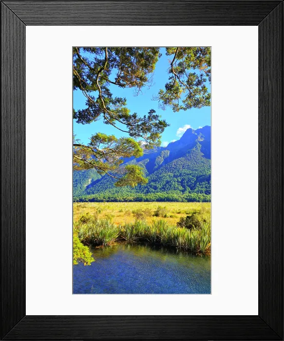 Framed Print : Mirror Lakes, near Milford, South Island, New Zealand Framed Print : Mirror Lakes, near Milford, South Island, New Zealand