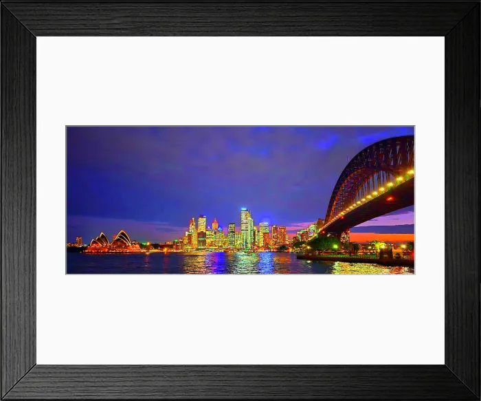 Framed Print : Sydney Harbour skyline at sunset, Sydney, Australia Framed Print : Sydney Harbour skyline at sunset, Sydney, Australia