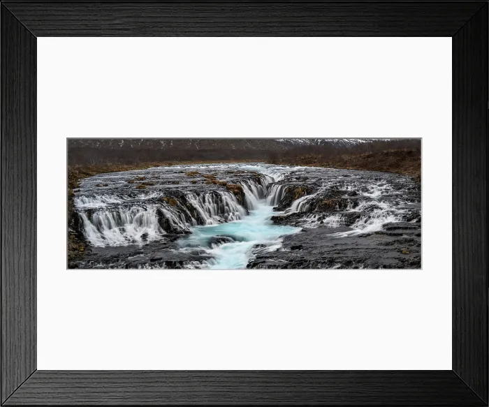 Framed Print : Wide Panoramic view of the Blue Waters of Bruarfoss Waterfall, Bruarfoss, Iceland Framed Print : Wide Panoramic view of the Blue Waters of Bruarfoss Waterfall, Bruarfoss, Iceland