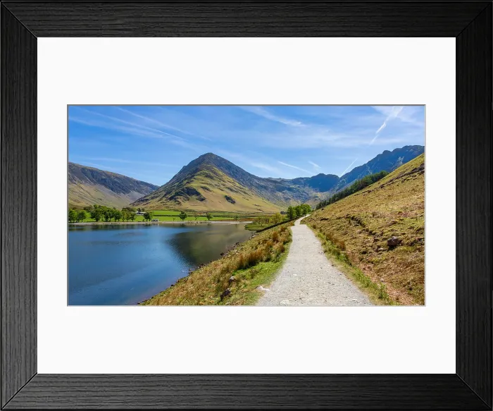Framed Print : Buttermere with Fleetwith Pike behind, seen from the popular footpath around the lake. The Lake District, Cumbria, England, UK Framed Print : Buttermere with Fleetwith Pike behind, seen from the popular footpath around the lake. The Lake District, Cumbria, England, UK