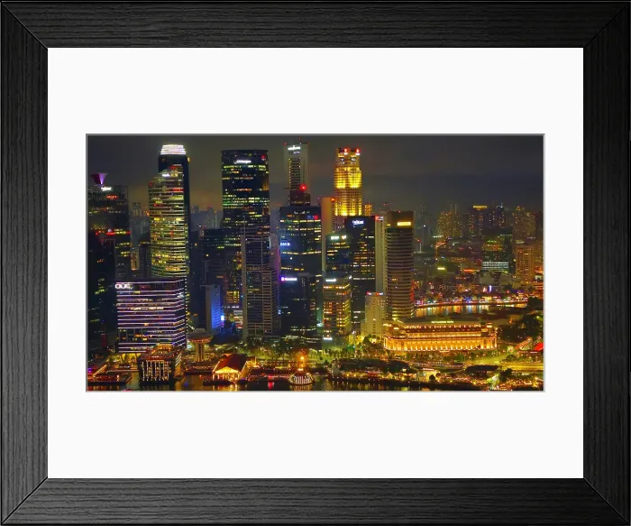 Framed Print : Evening / night, Central Business District from top of Marina Bay Sands Hotel, Singapore