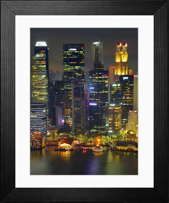 Framed Print : Evening / night, Central Business District from top of Marina Bay Sands Hotel, Singapore Framed Print : Evening / night, Central Business District from top of Marina Bay Sands Hotel, Singapore