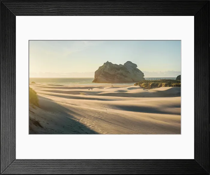 Framed Print : Soft Morning Light Illuminating Sand Dunes and Rock Stack at Wharariki Beach, Golden Bay, South Island, New Zealand Framed Print : Soft Morning Light Illuminating Sand Dunes and Rock Stack at Wharariki Beach, Golden Bay, South Island, New Zealand