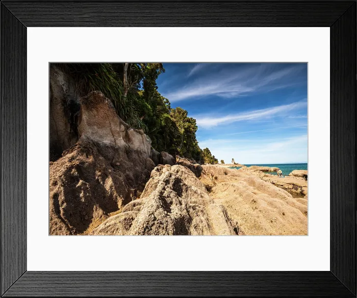 Framed Print : Textured Coastal Rocks and Forest Edge at Low Tide, Abel Tasman National Park, South Island, New Zealand Framed Print : Textured Coastal Rocks and Forest Edge at Low Tide, Abel Tasman National Park, South Island, New Zealand