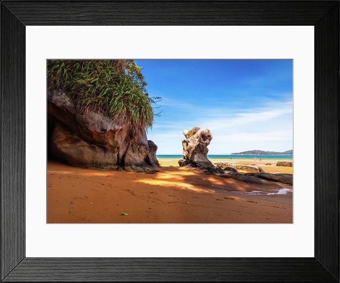 Framed Print : Scenic Rock Stack on Bright Orange Beach at Low Tide, Abel Tasman Coast, New Zealand Framed Print : Scenic Rock Stack on Bright Orange Beach at Low Tide, Abel Tasman Coast, New Zealand
