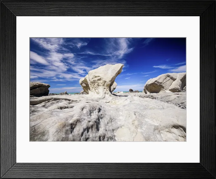 Framed Print : Unique Coastal Rock Platform with Tide Pool and Fossil-Like Textures on Ward Beach, Marlborough, New Zealand Framed Print : Unique Coastal Rock Platform with Tide Pool and Fossil-Like Textures on Ward Beach, Marlborough, New Zealand