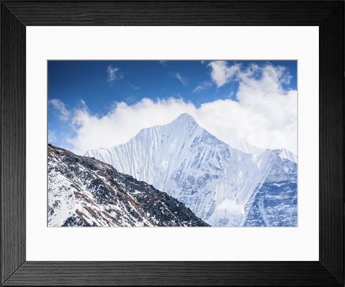 Framed Print : Spectacular View of Gangchempo Glaciated Pyramid Rising Above Snowy Slopes from Kyanjin Ri Summit in the Langtang Valley, Nepal Framed Print : Spectacular View of Gangchempo Glaciated Pyramid Rising Above Snowy Slopes from Kyanjin Ri Summit in the Langtang Valley, Nepal