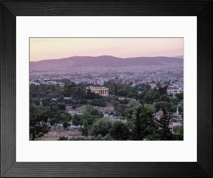 Framed Print : Sunset view of the Temple of Hephaestus standing among trees in the Ancient Agora, Athens, Greece Framed Print : Sunset view of the Temple of Hephaestus standing among trees in the Ancient Agora, Athens, Greece