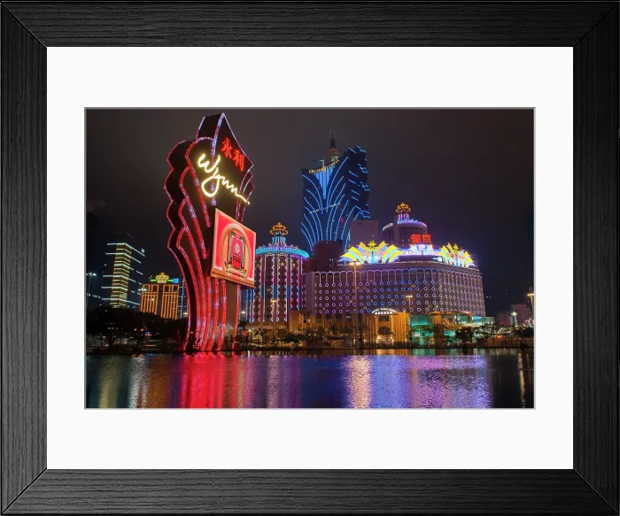 Framed Print : Casinos floodlighting, Macau, Special Administrative Region, China Framed Print : Casinos floodlighting, Macau, Special Administrative Region, China