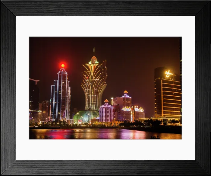 Framed Print : Casinos floodlighting, Macau, Special Administrative Region, China, Asia Framed Print : Casinos floodlighting, Macau, Special Administrative Region, China, Asia