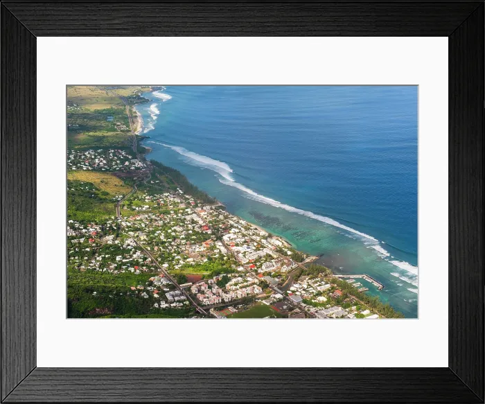 Framed Print : Aerial view of lagoon west coast, Saint-Leu. Reunion island Framed Print : Aerial view of lagoon west coast, Saint-Leu. Reunion island