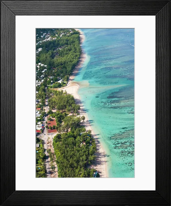 Framed Print : Aerial view of the lagoon on the west coast at Saint-Gilles les Bains, Reunion Framed Print : Aerial view of the lagoon on the west coast at Saint-Gilles les Bains, Reunion