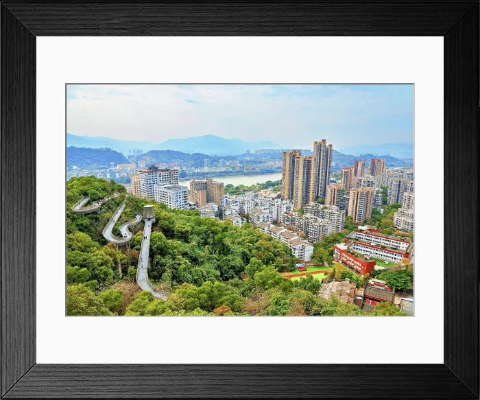 Framed Print : Fuzhou city view and FuDao (Fortune Walkway), Fuzhou, Fujian Province, China Framed Print : Fuzhou city view and FuDao (Fortune Walkway), Fuzhou, Fujian Province, China