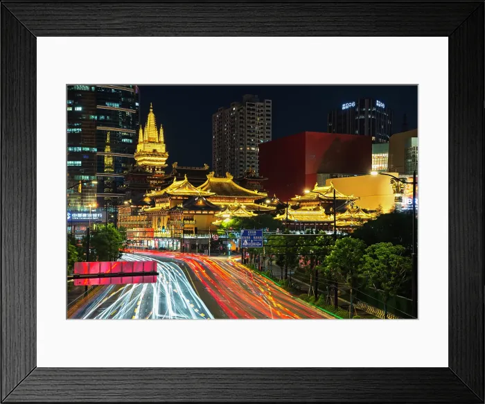 Framed Print : Jing An Temple at night, Shanghai, China Framed Print : Jing An Temple at night, Shanghai, China