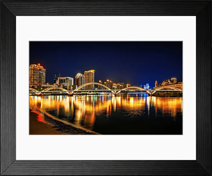 Framed Print : JieFang (Liberation) Bridge over the Minjiang River at night. Fuzhou, Fujian Province, China Framed Print : JieFang (Liberation) Bridge over the Minjiang River at night. Fuzhou, Fujian Province, China