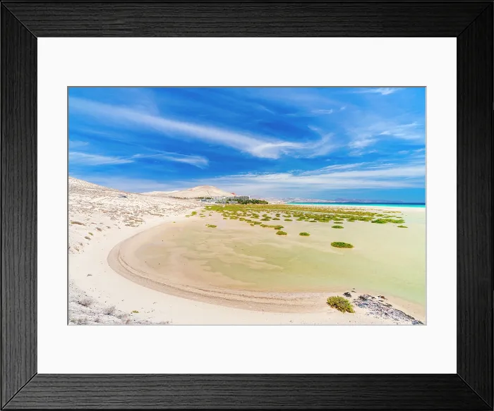 Framed Print : Luxury tourist resort overlooking an idyllic lagoon, Sotavento beach, Jandia, Fuerteventura, Canary Islands, Spain Framed Print : Luxury tourist resort overlooking an idyllic lagoon, Sotavento beach, Jandia, Fuerteventura, Canary Islands, Spain