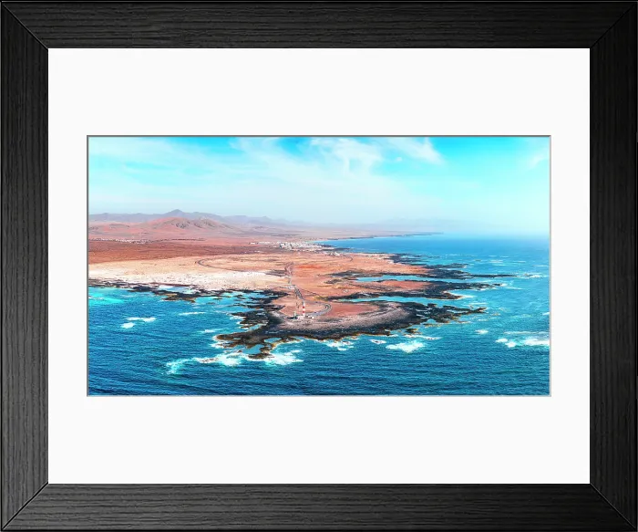 Framed Print : Aerial view of El Toston Lighthouse on volcanic coastline, El Cotillo, Fuerteventura, Canary Islands, Spain Framed Print : Aerial view of El Toston Lighthouse on volcanic coastline, El Cotillo, Fuerteventura, Canary Islands, Spain