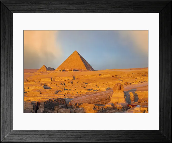 Framed Print : Clouds at dawn over The Sphinx and Giza pyramids, Cairo, Egypt Framed Print : Clouds at dawn over The Sphinx and Giza pyramids, Cairo, Egypt