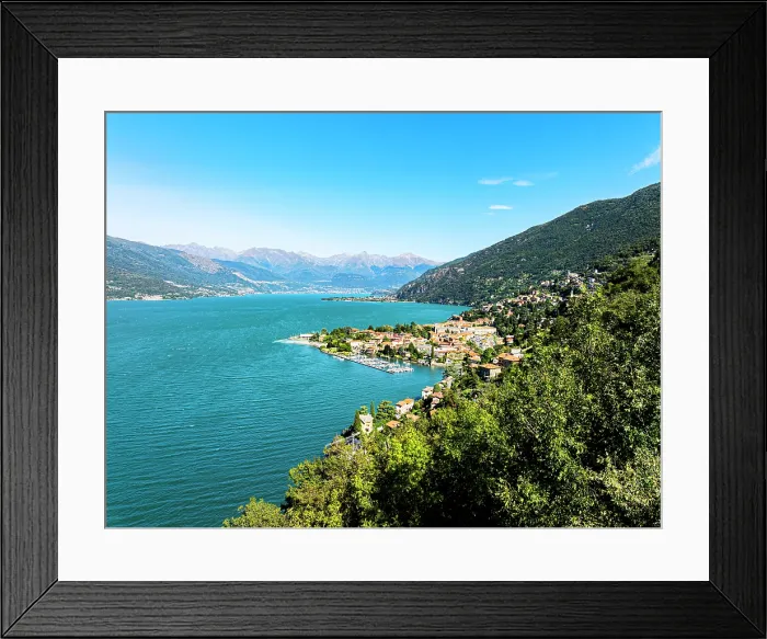 Framed Print : Aerial view of the village of Bellagio and small harbor, Lake Como, Lombardy, Italy Framed Print : Aerial view of the village of Bellagio and small harbor, Lake Como, Lombardy, Italy