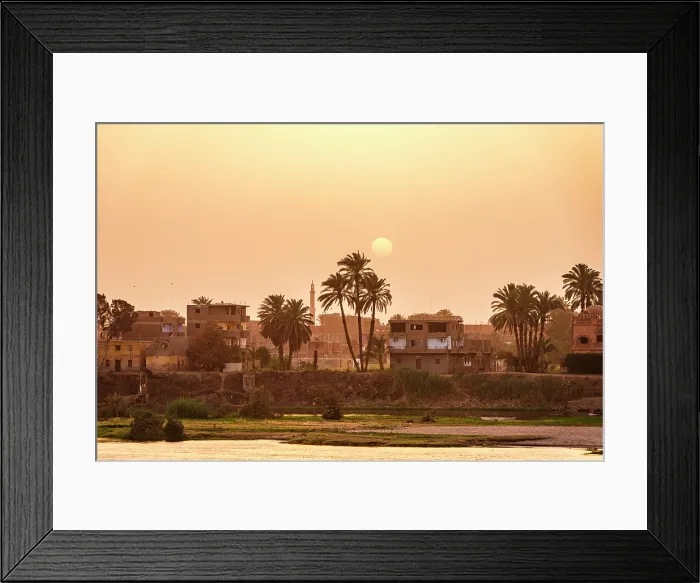Framed Print : Egyptian village on banks of Nile River, Egypt Framed Print : Egyptian village on banks of Nile River, Egypt
